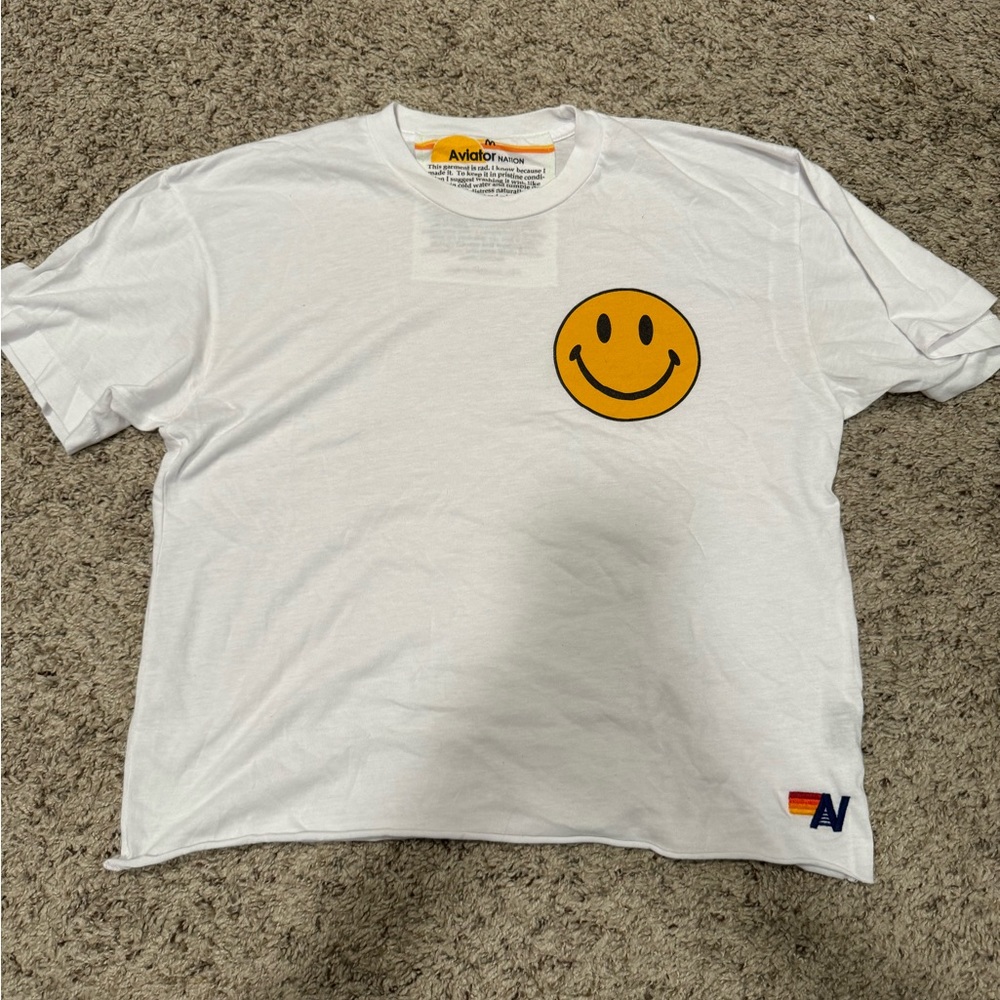 Aviator nation tee smiley face tee - size medium